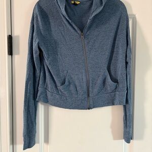 Women’s Prince & Fox Cropped Zip Up Sweatshirt Size Small Blue